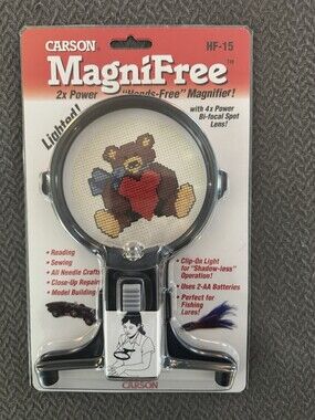 Carson MagniFree Lighted Hands Free Magnifier Power Crafts Reading Sewing Hobby